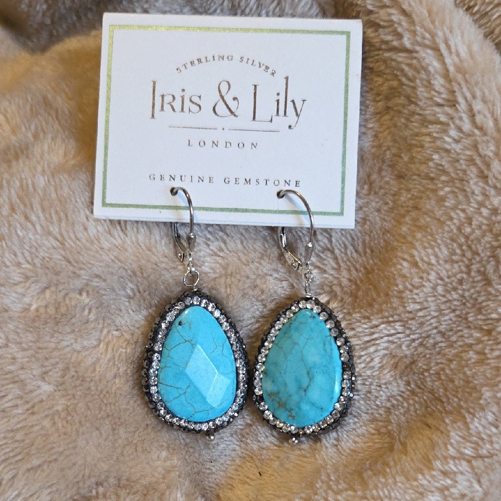 Iris & Lily Turquoise and Silver Teardrop Earrings